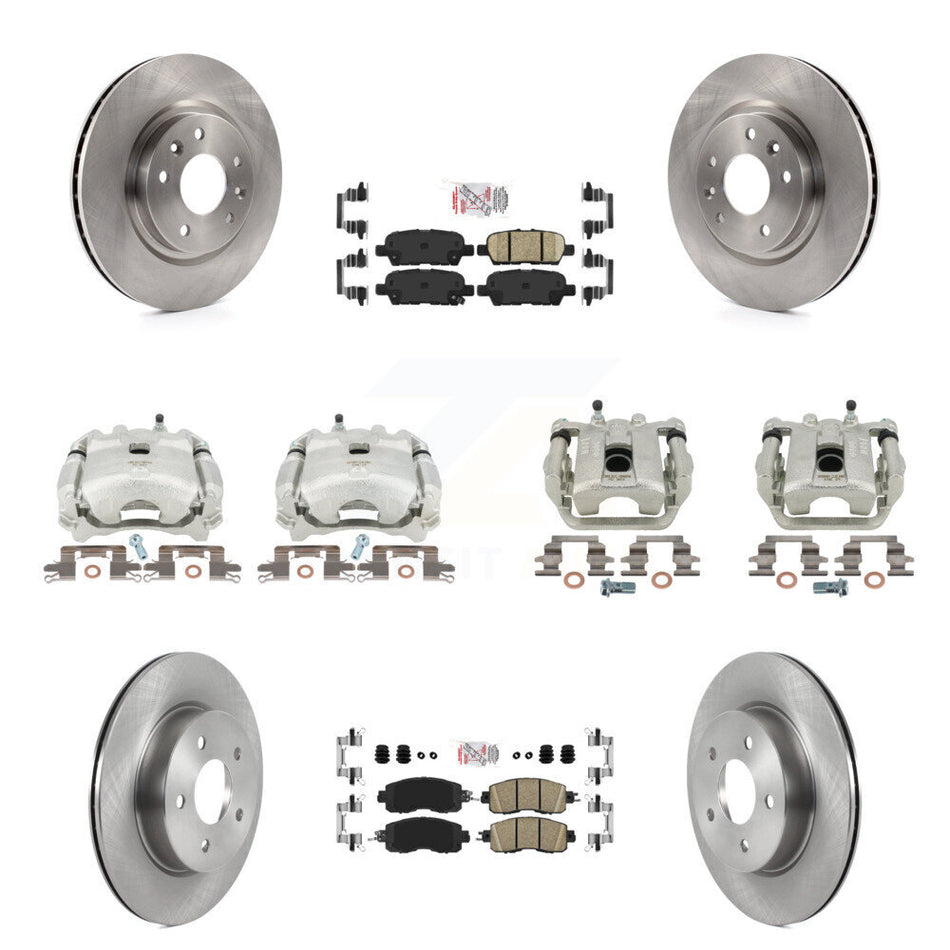 Front Rear Disc Brake Caliper Rotors And Ceramic Pads Kit (10Pc) For 2017 Nissan LEAF With Electric Parking KC8-101756N