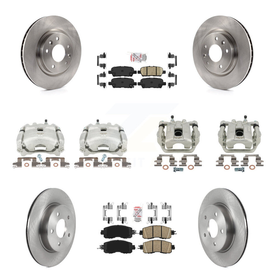 Front Rear Disc Brake Caliper Rotors And Ceramic Pads Kit (10Pc) For 2017 Nissan LEAF With Electric Parking KC8-101757N
