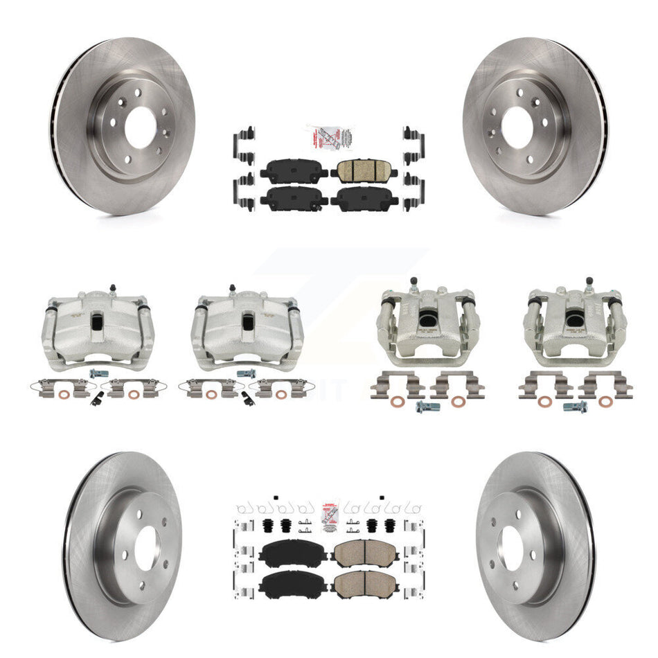 Front Rear Disc Brake Caliper Rotors And Ceramic Pads Kit (10Pc) For 2019 Nissan Rogue Sport SL With Manual Parking KC8-101775N