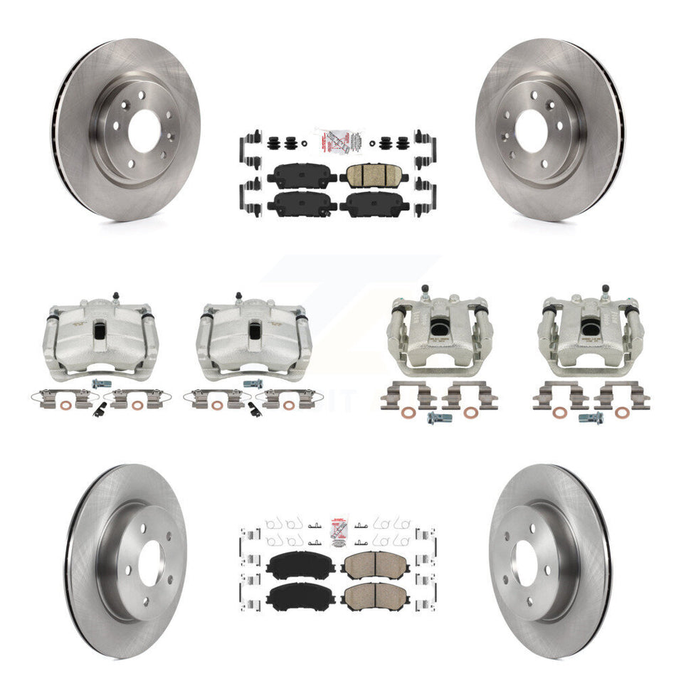 Front Rear Disc Brake Caliper Rotors And Ceramic Pads Kit (10Pc) For 2019 Nissan Rogue Sport SL With Manual Parking KC8-101776N