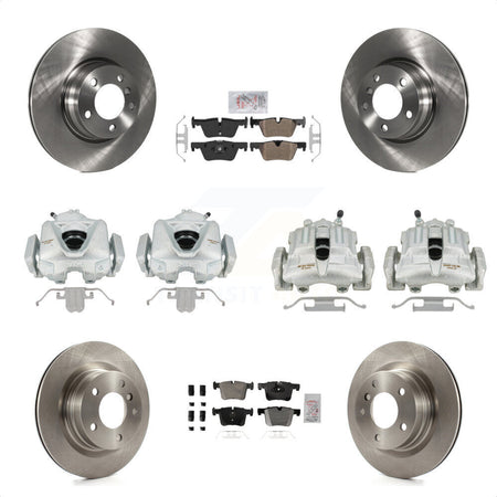 Front Rear Disc Brake Caliper Rotors And Semi-Metallic Pads Kit (10Pc) For 2012 BMW 328i 2.0L Without Blue Painted Calipers KC8-101781N by Transit Auto