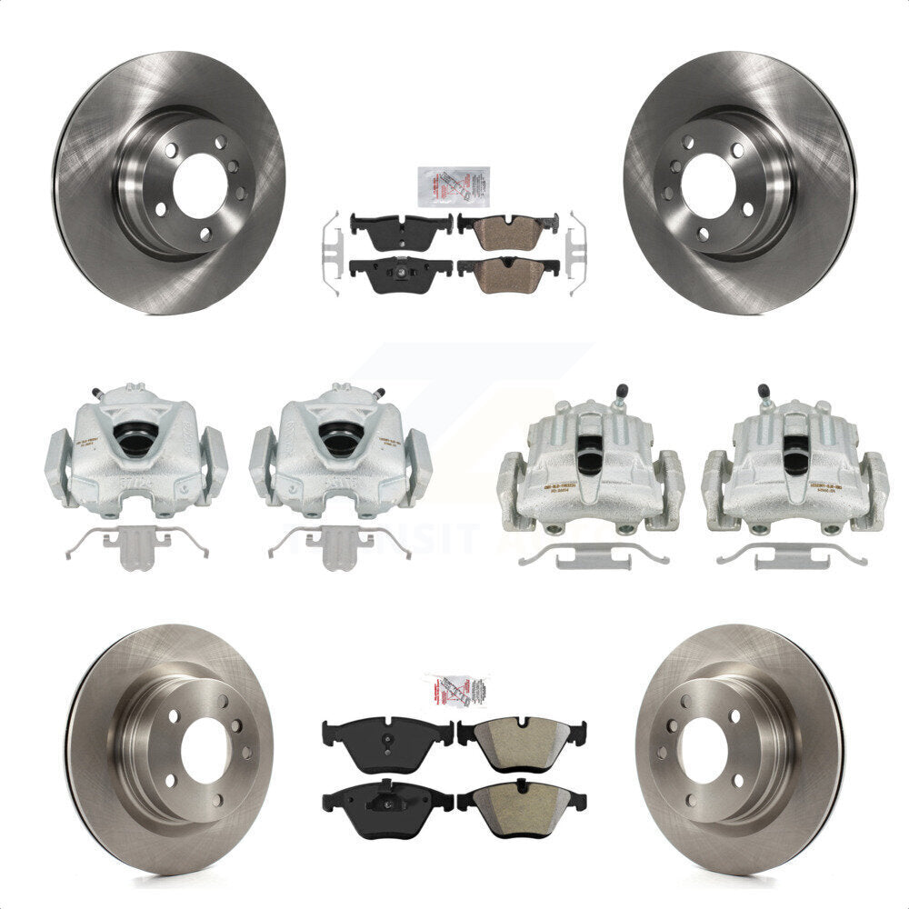 Front Rear Disc Brake Caliper Rotors And Semi-Metallic Pads Kit (10Pc) For 2012 BMW 328i Convertible Wagon Coupe with 2.0L Without Blue Painted Calipers KC8-101782N by Transit Auto