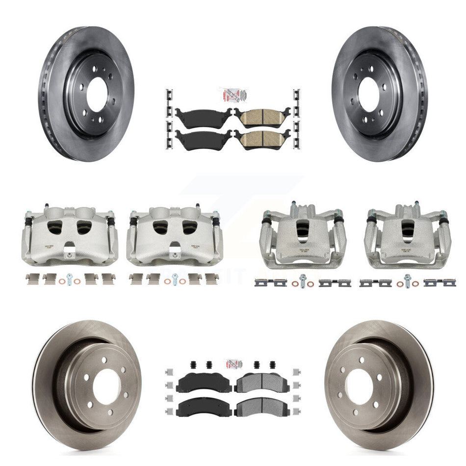 Front Rear Disc Brake Caliper Rotors And PADSMATERIAL Pads Kit (10Pc) For Ford F-150 KC8-101788N