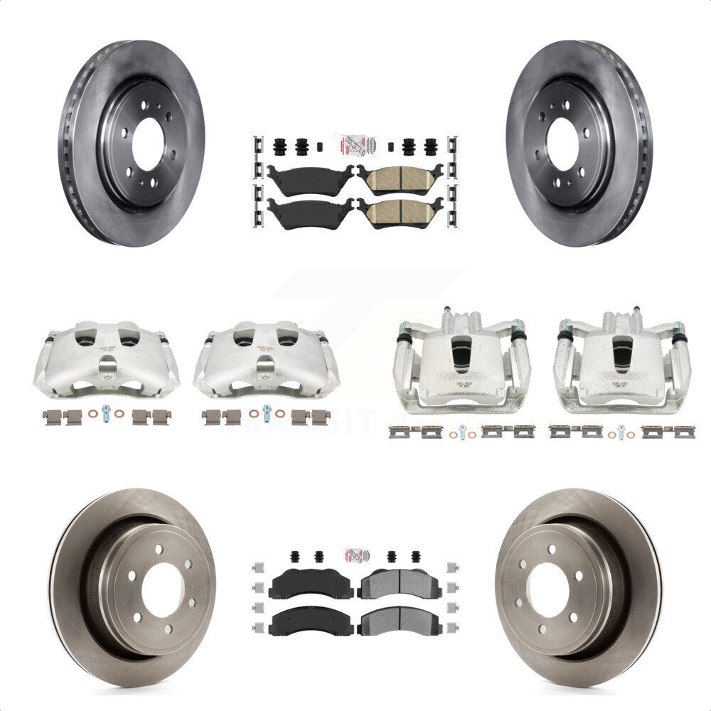 Front Rear Disc Brake Caliper Rotors And PADSMATERIAL Pads Kit (10Pc) For Ford F-150 KC8-101791N by Transit Auto