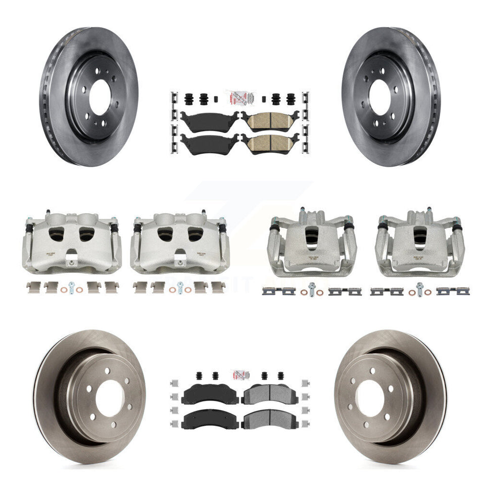 Front Rear Disc Brake Caliper Rotors And PADSMATERIAL Pads Kit (10Pc) For Ford F-150 KC8-101791N