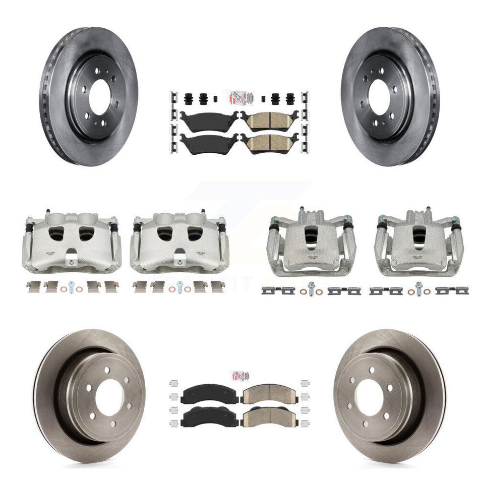 Front Rear Disc Brake Caliper Rotors And Ceramic Pads Kit (10Pc) For Ford F-150 KC8-101792N