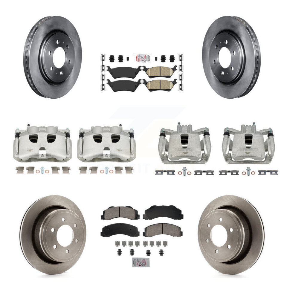 Front Rear Disc Brake Caliper Rotors And Ceramic Pads Kit (10Pc) For Ford F-150 KC8-101793N