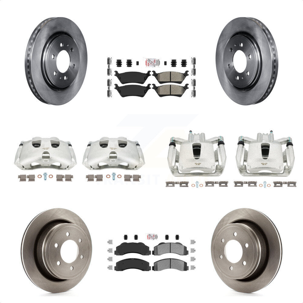 Front Rear Disc Brake Caliper Rotors And Semi-Metallic Pads Kit (10Pc) For Ford F-150 KC8-101794N by Transit Auto