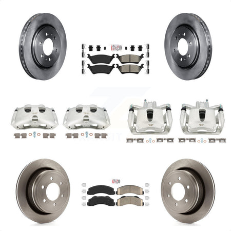 Front Rear Disc Brake Caliper Rotors And PADSMATERIAL Pads Kit (10Pc) For Ford F-150 KC8-101795N by Transit Auto