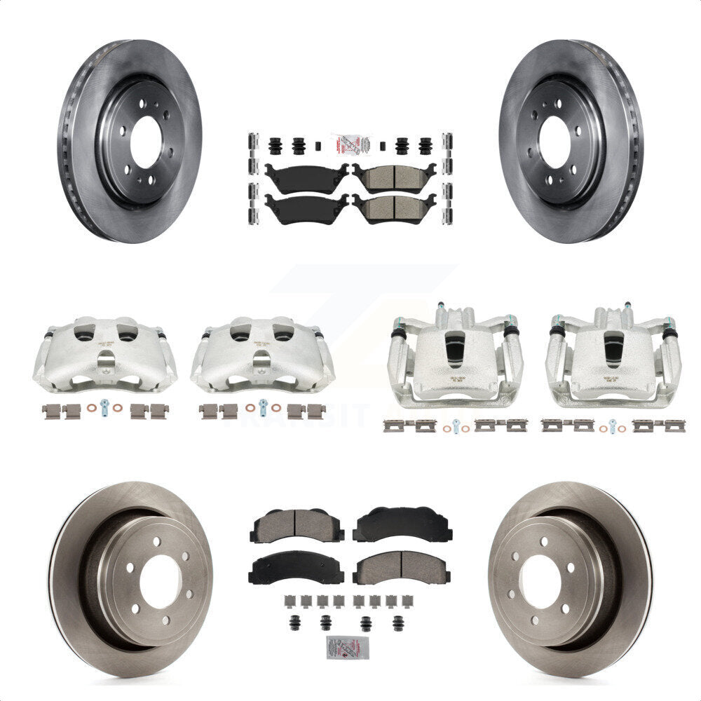 Front Rear Disc Brake Caliper Rotors And Semi-Metallic Pads Kit (10Pc) For Ford F-150 KC8-101796N by Transit Auto