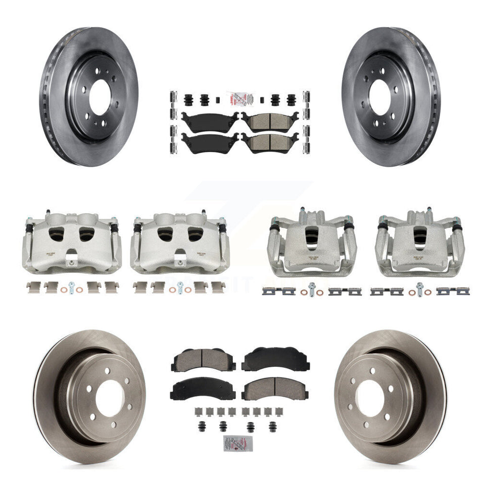 Front Rear Disc Brake Caliper Rotors And Semi-Metallic Pads Kit (10Pc) For Ford F-150 KC8-101796N