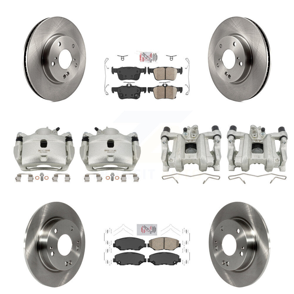 Front Rear Disc Brake Caliper Rotors And Ceramic Pads Kit (10Pc) For Honda Civic KC8-101797N