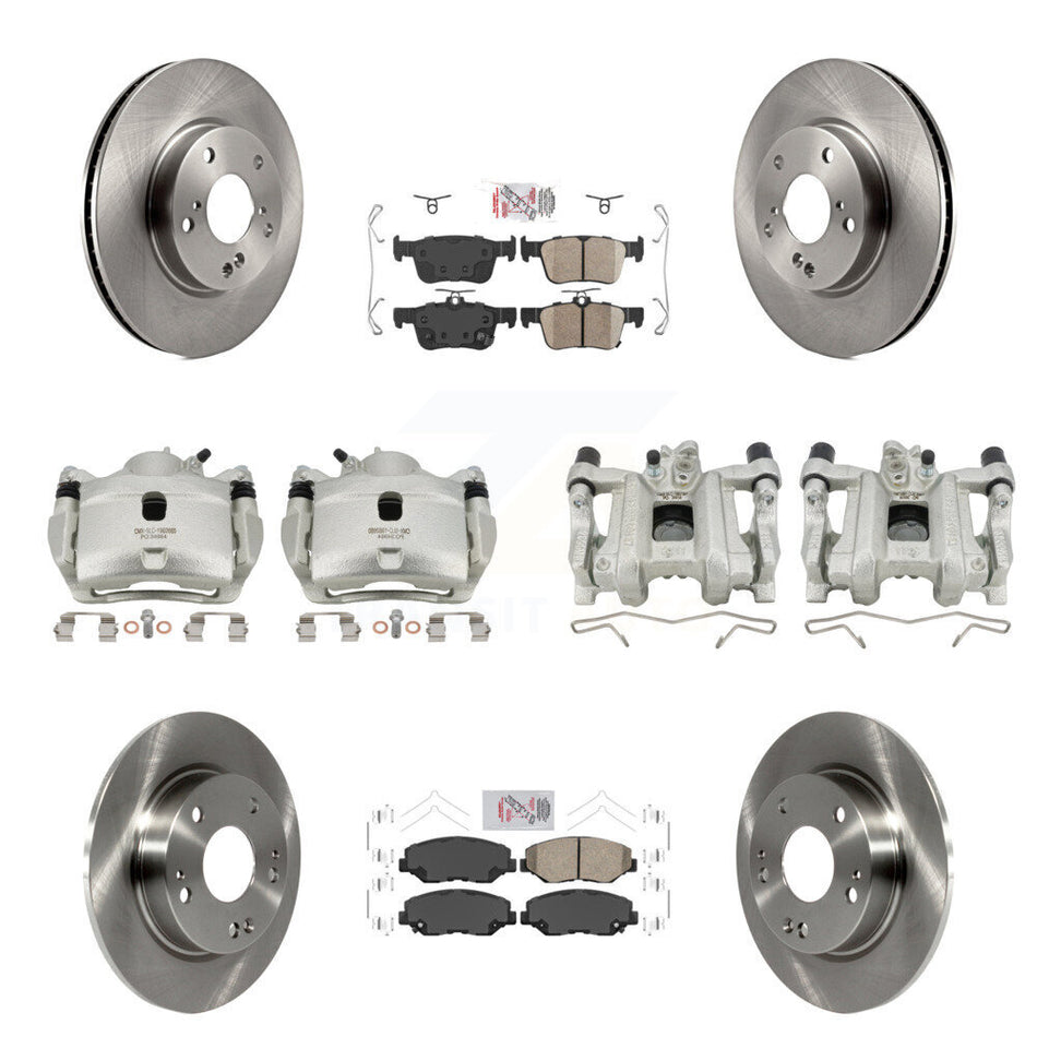 Front Rear Disc Brake Caliper Rotors And Ceramic Pads Kit (10Pc) For Honda Civic KC8-101797N