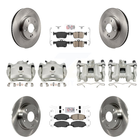 Front Rear Disc Brake Caliper Rotors And Ceramic Pads Kit (10Pc) For Honda Civic KC8-101798N