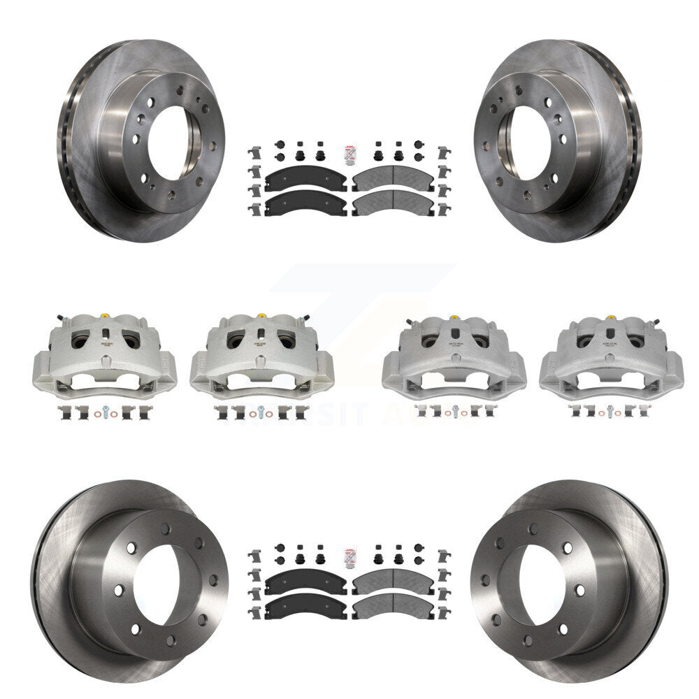 Front Rear Disc Brake Caliper Rotors Semi-Metallic Pad Kit (10Pc) For GMC Sierra 3500 HD KC8-101803N