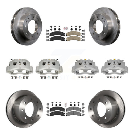 Front Rear Disc Brake Caliper Rotors & Ameribrakes Pad Kit (10Pc) For GMC Sierra 3500 HD KC8-101806N