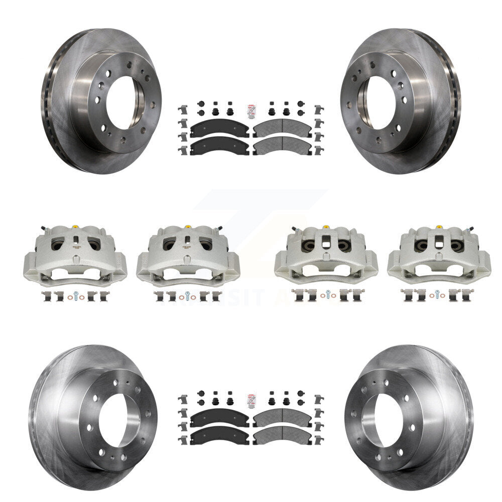 Front Rear Brake Caliper Rotors Semi-Metallic Pad Kit (10Pc) For GMC Chevrolet Sierra HD KC8-101812N