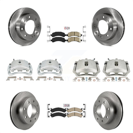 Front Rear Disc Brake Caliper Rotors And Ceramic Pads Kit (10Pc) For Chevrolet Express 2500 GMC Savana KC8-101818N by Transit Auto