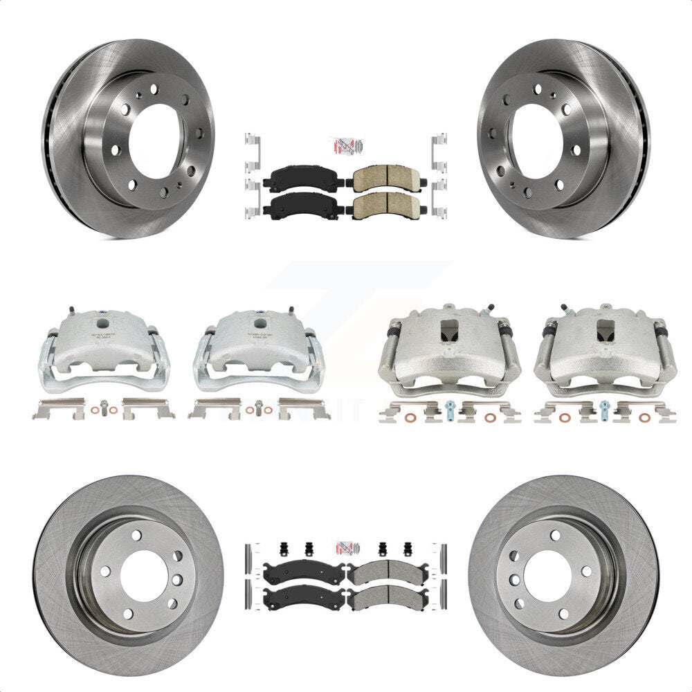 Front Rear Disc Brake Caliper Rotors And PADSMATERIAL Pads Kit (10Pc) For Chevrolet Express 2500 GMC Savana KC8-101823N by Transit Auto