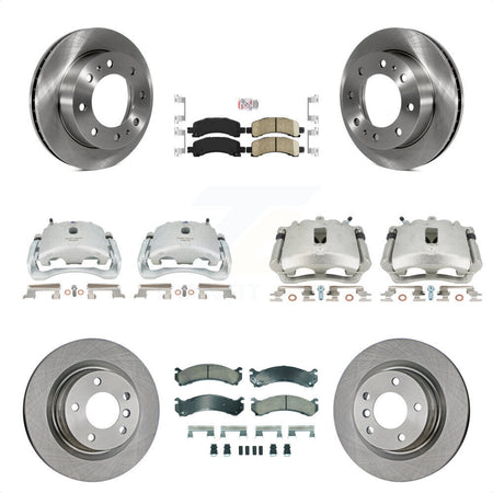 Front Rear Disc Brake Caliper Rotors And Ceramic Pads Kit (10Pc) For Chevrolet Express 2500 GMC Savana KC8-101825N by Transit Auto