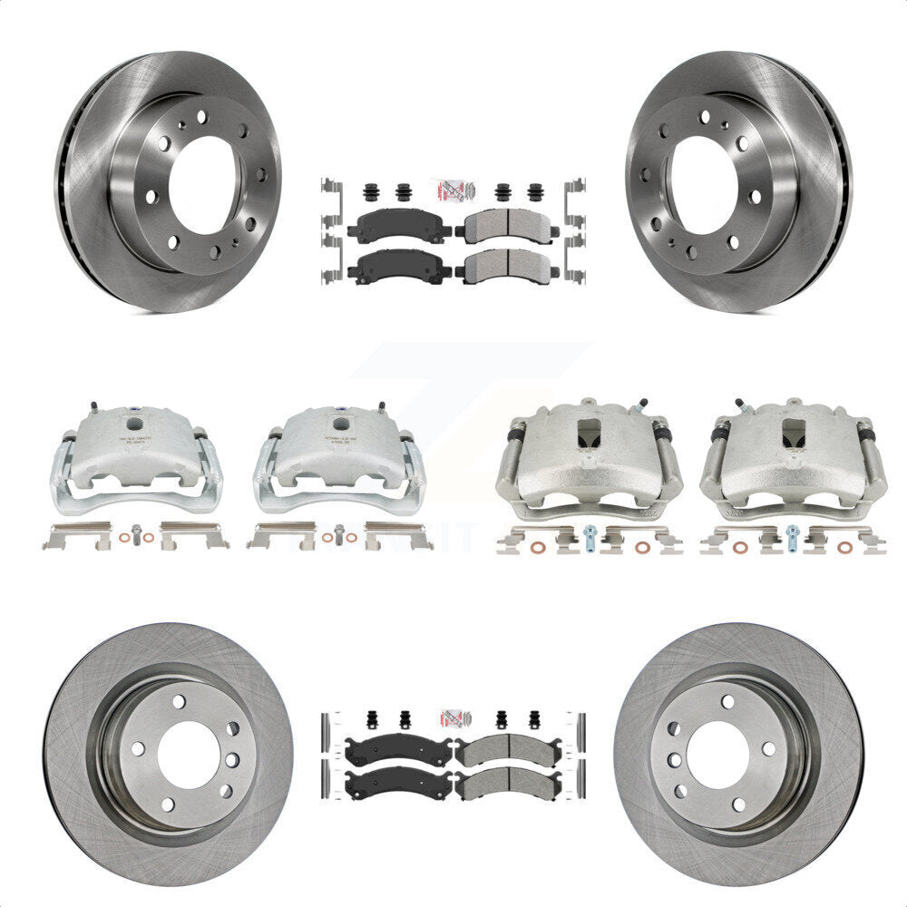 Front Rear Disc Brake Caliper Rotors And Semi-Metallic Pads Kit (10Pc) For Chevrolet Express 2500 GMC Savana KC8-101826N by Transit Auto