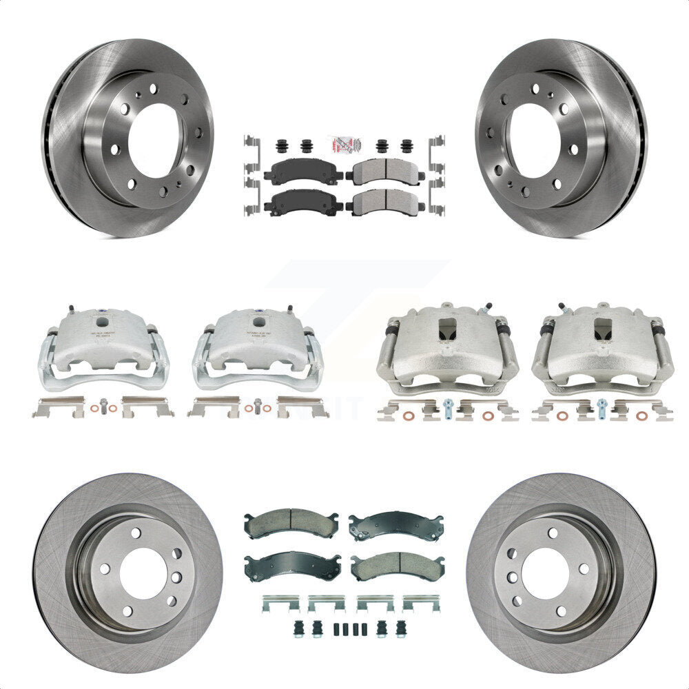 Front Rear Disc Brake Caliper Rotors And Semi-Metallic Pads Kit (10Pc) For Chevrolet Express 2500 GMC Savana KC8-101828N by Transit Auto