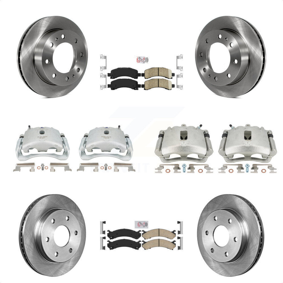 Front Rear Disc Brake Caliper Rotors And Ceramic Pads Kit (10Pc) For Chevrolet Express 2500 GMC Savana KC8-101830N by Transit Auto