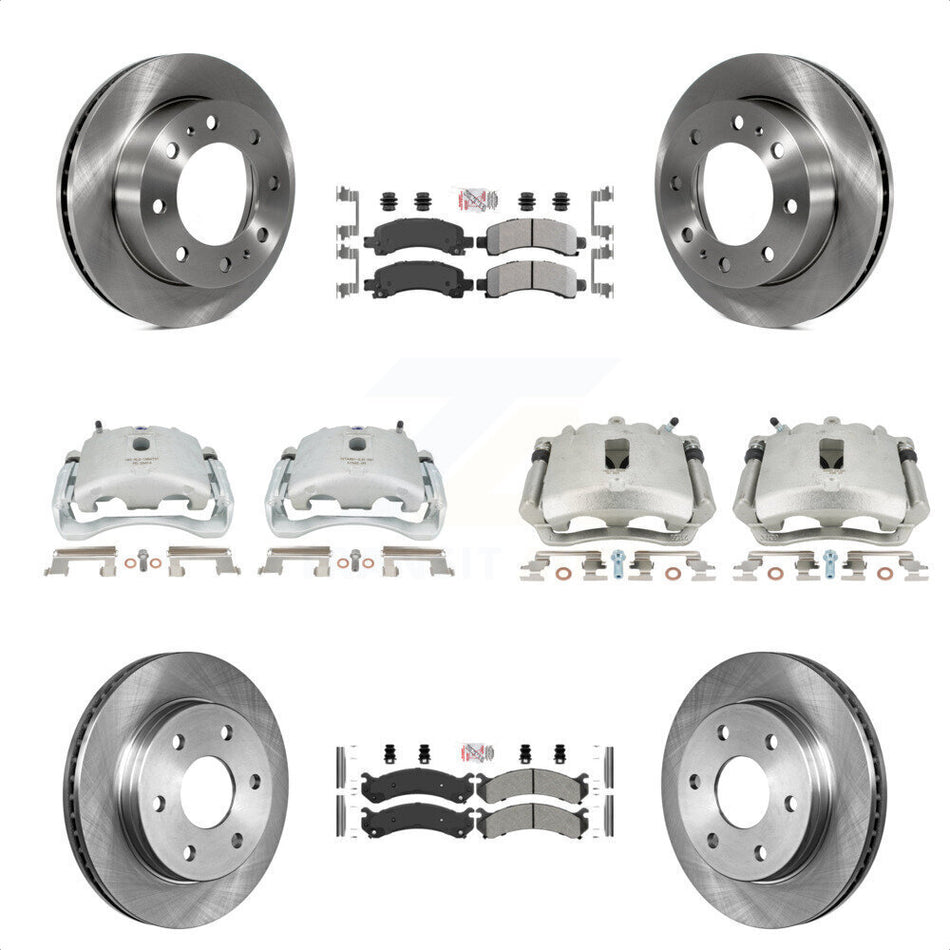 Front Rear Disc Brake Caliper Rotors And Semi-Metallic Pads Kit (10Pc) For Chevrolet Express 2500 GMC Savana KC8-101832N by Transit Auto