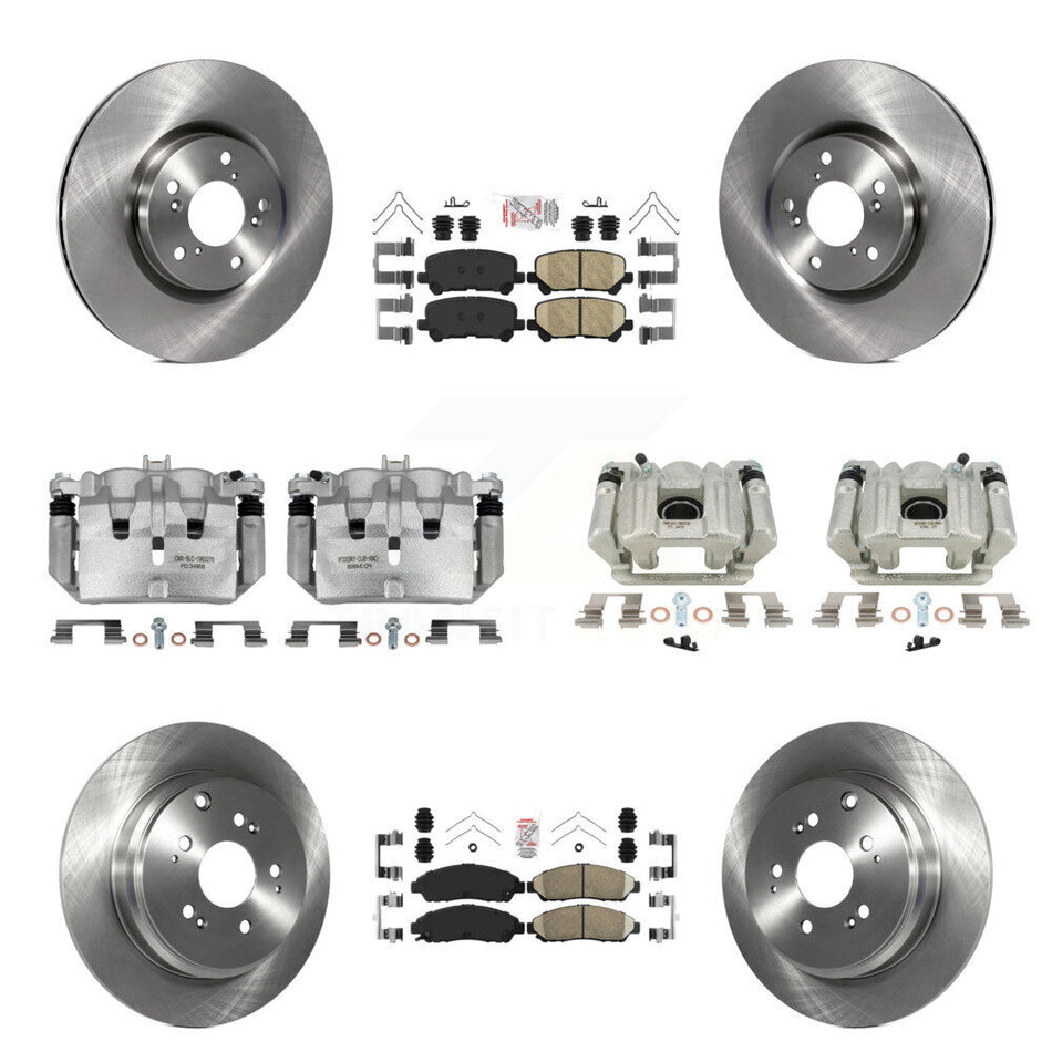 Front Rear Disc Brake Caliper Rotors And Ceramic Pads Kit (10Pc) For Acura MDX ZDX KC8-101861N