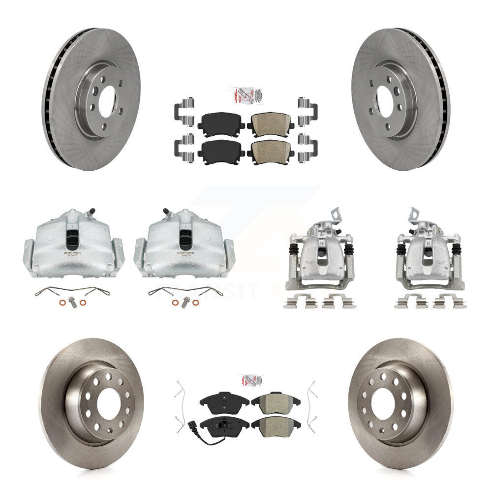 Front Rear Brake Caliper Rotors & Ameribrakes Pad Kit (10Pc) For 2012 Volkswagen CC 2.0L KC8-101873N