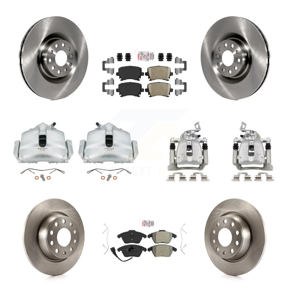 Front Rear Brake Caliper Rotors & Ameribrakes Pad Kit (10Pc) For 2012 Volkswagen CC 2.0L KC8-101875N
