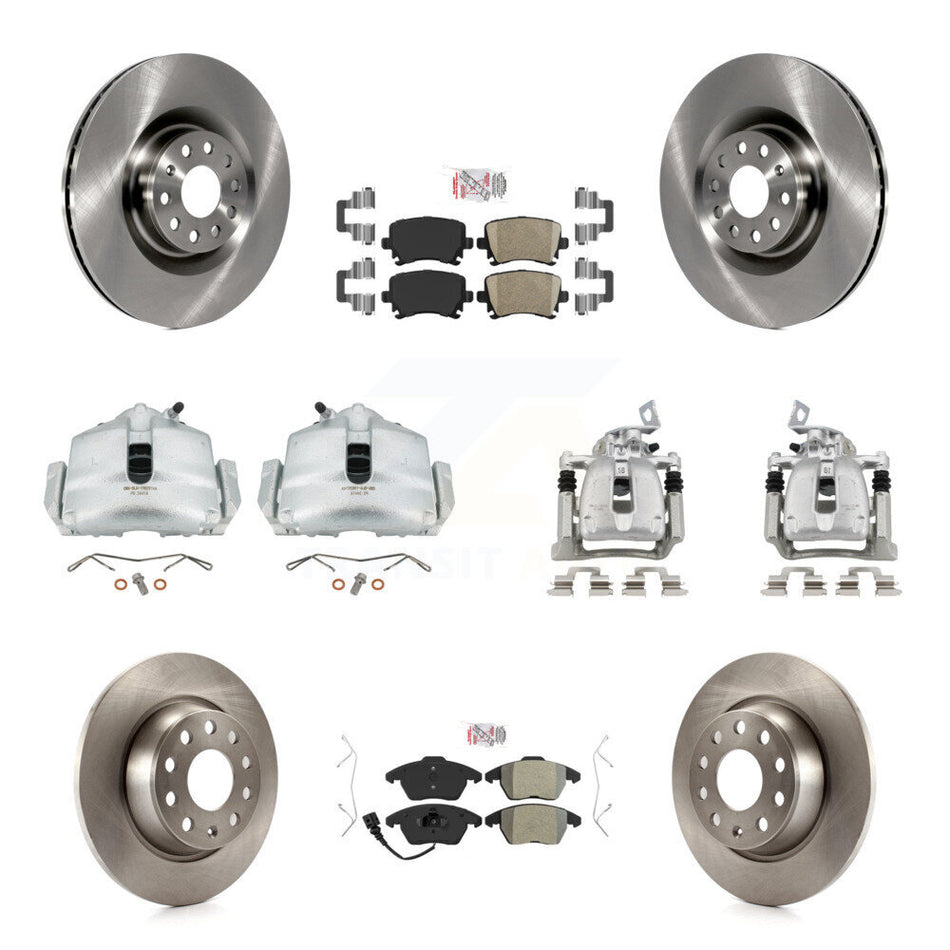 Front Rear Brake Caliper Rotors & Ameribrakes Pad Kit (10Pc) For 2012 Volkswagen CC 2.0L KC8-101877N