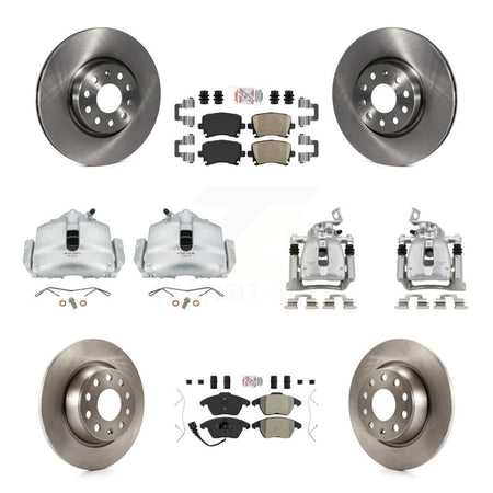 Front Rear Brake Caliper Rotors & Ameribrakes Pad Kit (10Pc) For 2012 Volkswagen CC 2.0L KC8-101880N