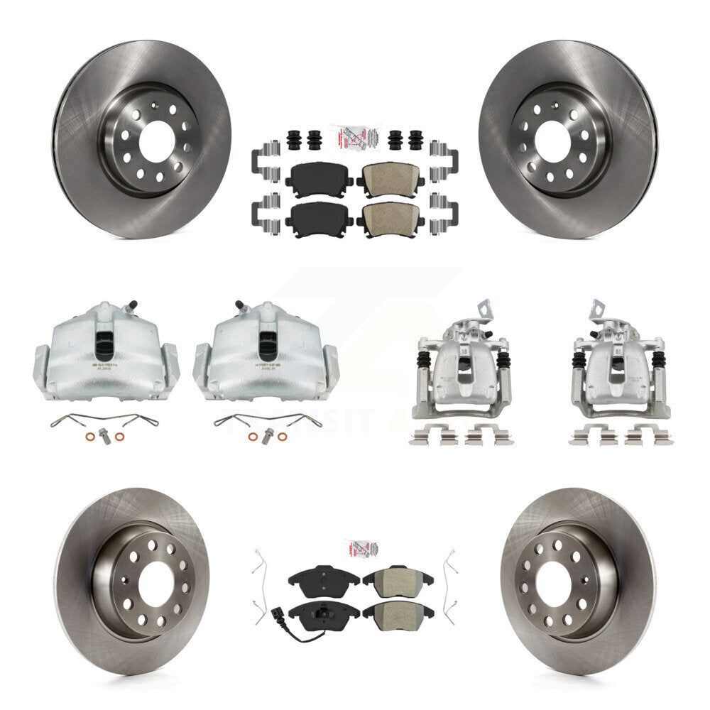 Front Rear Brake Caliper Rotors Ameribrakes Pad Kit (10Pc) For 08 Volkswagen Passat 2.0L KC8-101883N