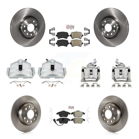 Front Rear Brake Caliper Rotors Ameribrakes Pad Kit (10Pc) For 08 Volkswagen Passat 2.0L KC8-101885N