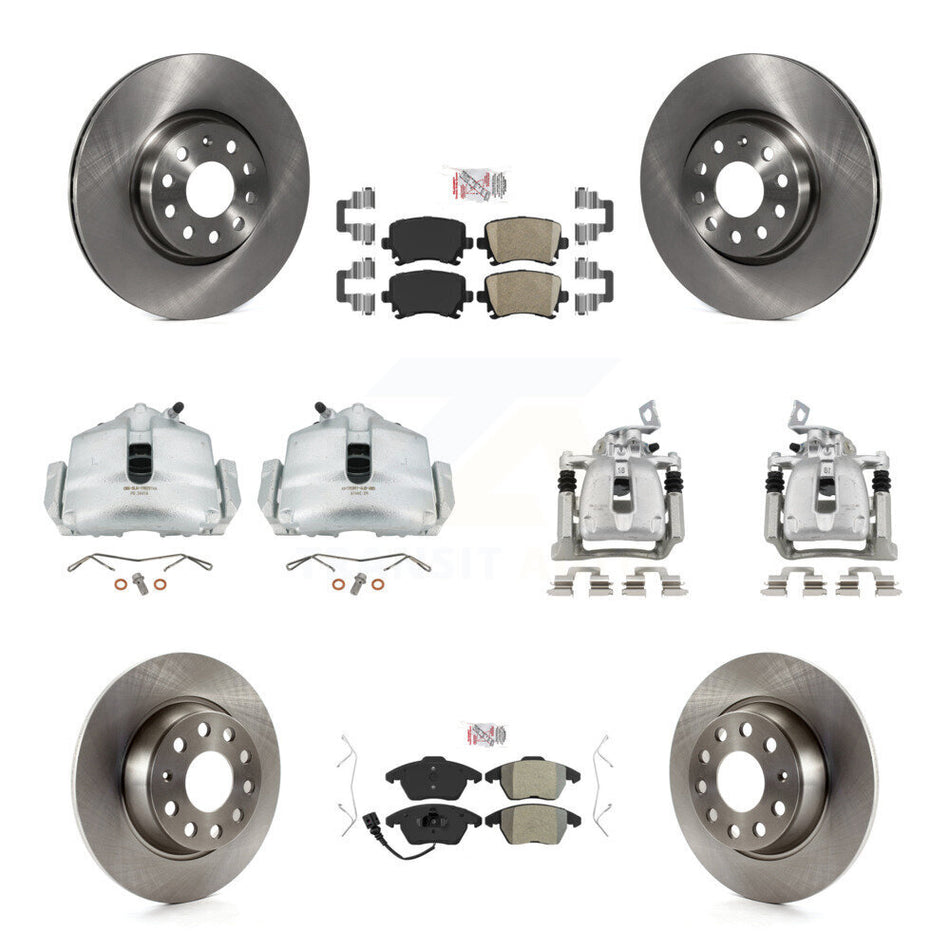 Front Rear Brake Caliper Rotors Ameribrakes Pad Kit (10Pc) For 08 Volkswagen Passat 2.0L KC8-101885N