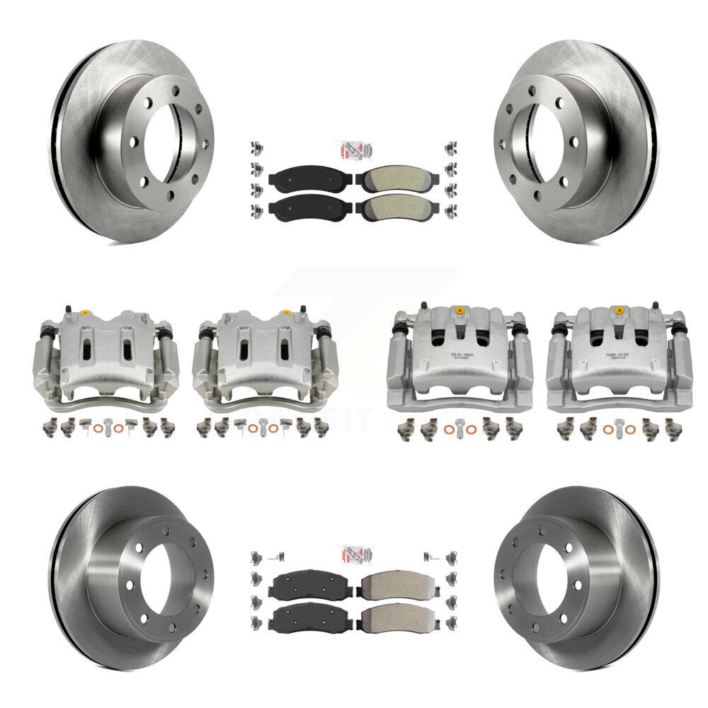 Front Rear Brake Caliper Rotors & Semi-Metallic Pad Kit (10Pc) For Ford F-350 Super Duty KC8-101887N