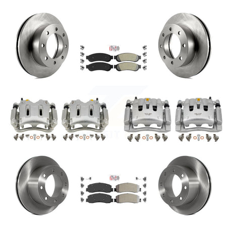 Front Rear Brake Caliper Rotors & Semi-Metallic Pad Kit (10Pc) For Ford F-350 Super Duty KC8-101887N