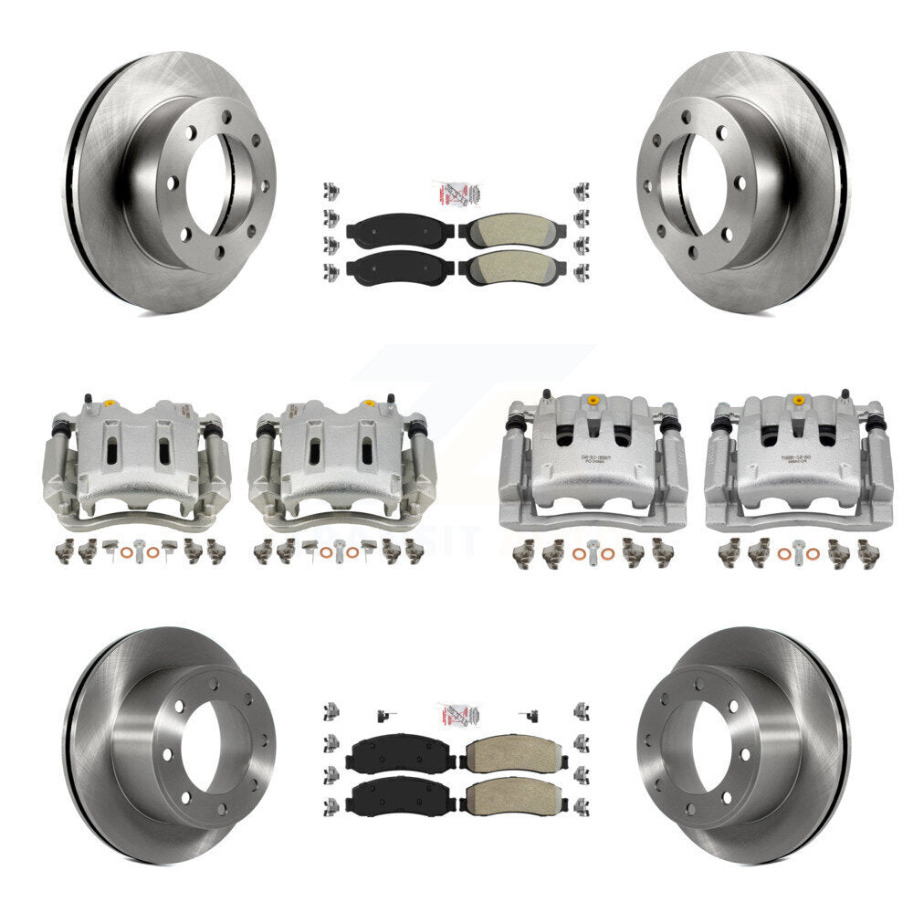 Front Rear Brake Caliper Rotors & Semi-Metallic Pad Kit (10Pc) For Ford F-250 Super Duty KC8-101888N