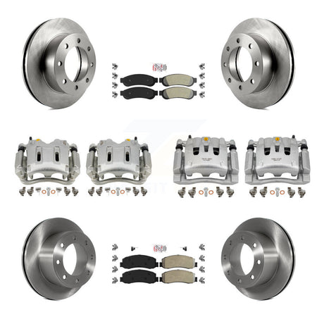 Front Rear Brake Caliper Rotors & Semi-Metallic Pad Kit (10Pc) For Ford F-250 Super Duty KC8-101888N