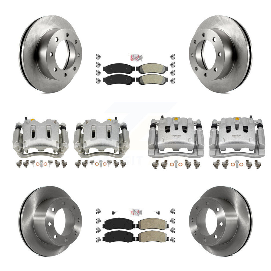Front Rear Brake Caliper Rotors & Semi-Metallic Pad Kit (10Pc) For Ford F-250 Super Duty KC8-101888N
