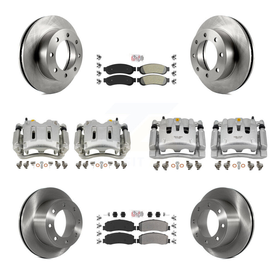 Front Rear Brake Caliper Rotors & Semi-Metallic Pad Kit (10Pc) For Ford F-250 Super Duty KC8-101889N