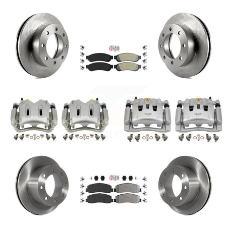 Front Rear Brake Caliper Rotors & Semi-Metallic Pad Kit (10Pc) For Ford F-350 Super Duty KC8-101890N