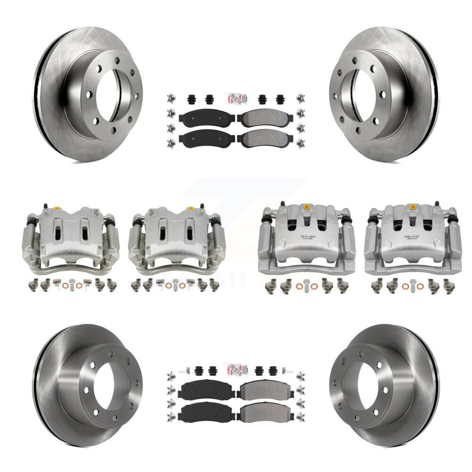 Front Rear Brake Caliper Rotors & Semi-Metallic Pad Kit (10Pc) For Ford F-250 Super Duty KC8-101893N