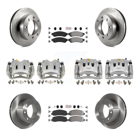 Front Rear Brake Caliper Rotors & Semi-Metallic Pad Kit (10Pc) For Ford F-350 Super Duty KC8-101894N