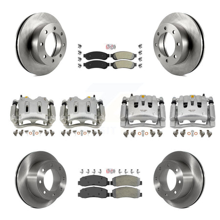 Front Rear Brake Caliper Rotors & Semi-Metallic Pad Kit (10Pc) For Ford F-250 Super Duty KC8-101895N