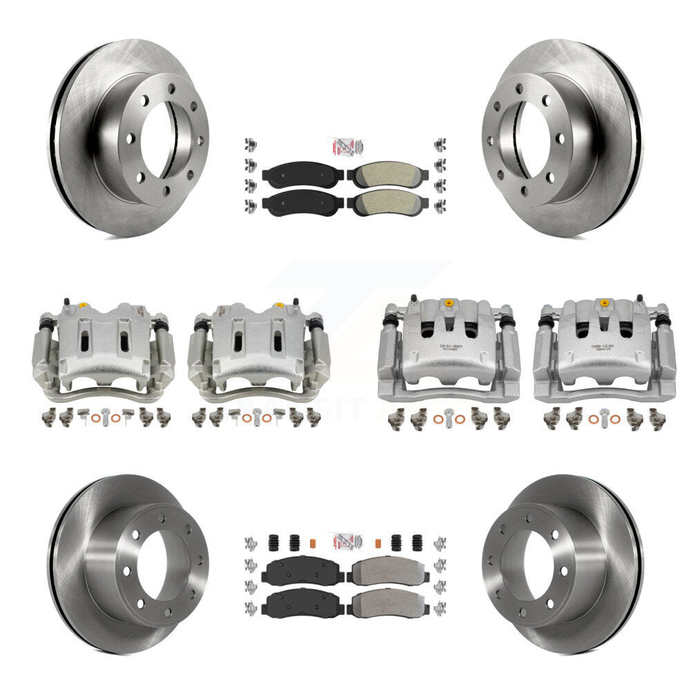 Front Rear Brake Caliper Rotors & Semi-Metallic Pad Kit (10Pc) For Ford F-250 Super Duty KC8-101896N
