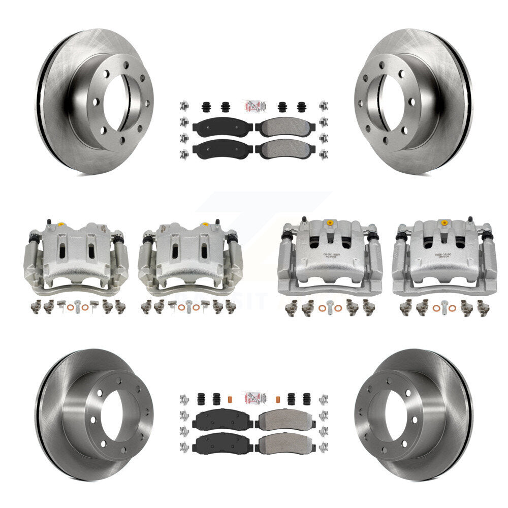 Front Rear Brake Caliper Rotors & Semi-Metallic Pad Kit (10Pc) For Ford F-250 Super Duty KC8-101898N