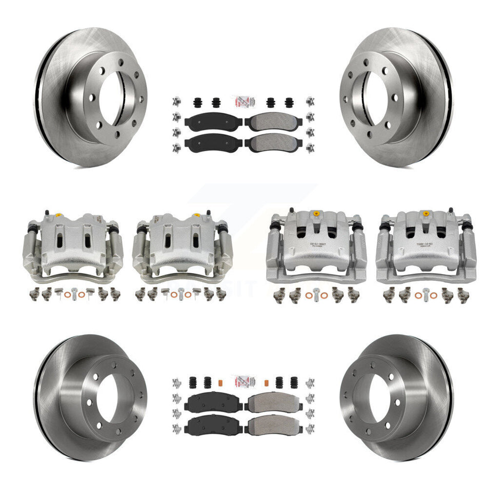 Front Rear Brake Caliper Rotors & Semi-Metallic Pad Kit (10Pc) For Ford F-250 Super Duty KC8-101898N