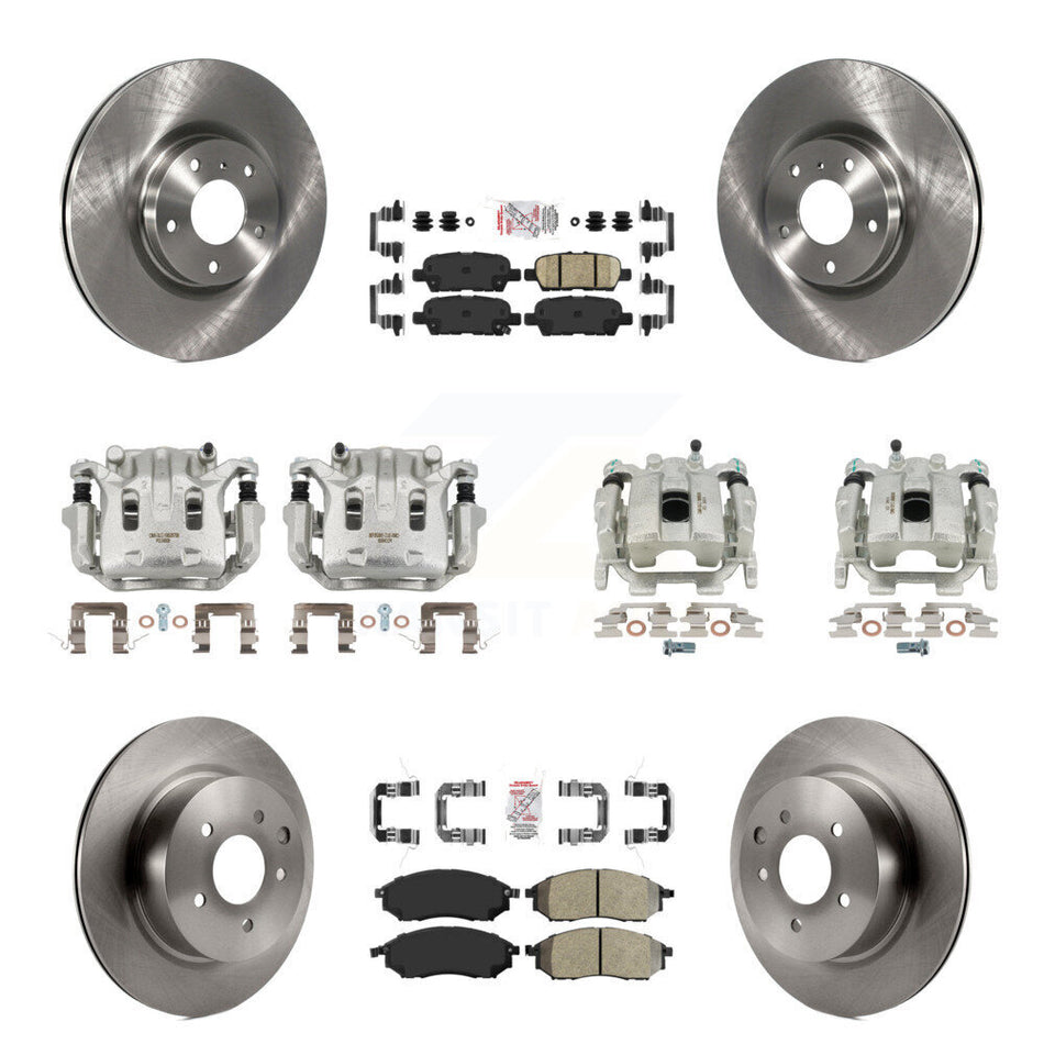 Front Rear Brake Caliper Rotor Ameribrakes Pad Kit (10Pc) For INFINITI G37 QX50 EX37 G25 KC8-101900N